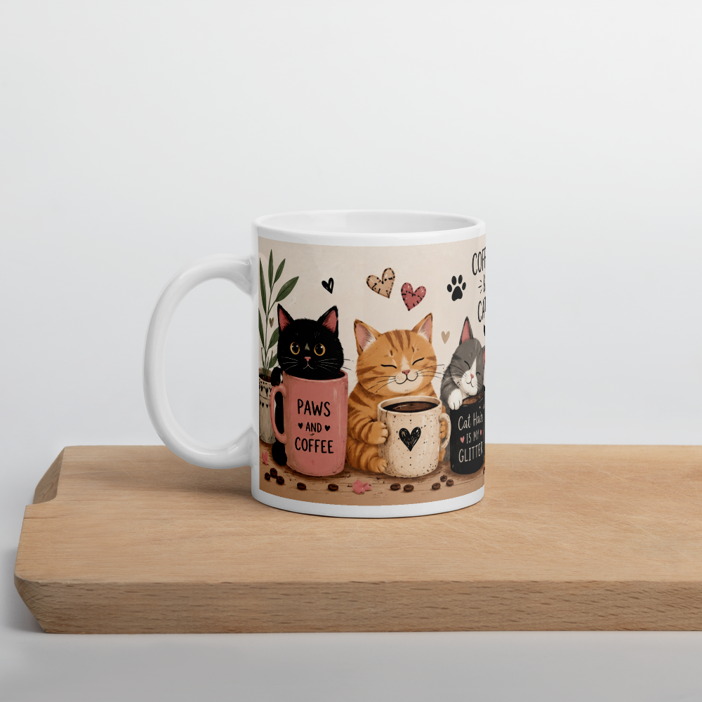 Cute Cats and Coffee Mug – Cozy Cat Lover Ceramic Coffee Cup