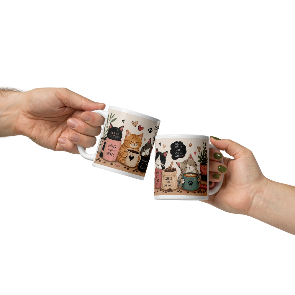 Cute Cats and Coffee Mug – Cozy Cat Lover Ceramic Coffee Cup