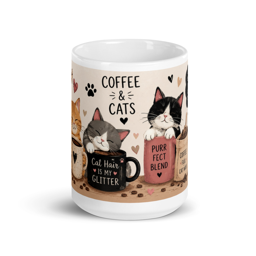 Cute Cats and Coffee Mug – Cozy Cat Lover Ceramic Coffee Cup